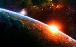 Earth space sun bright stars 2 - a view of the earth free wallpaper