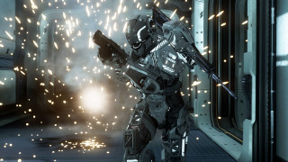 Futuristic man suit gun room 2 - a gun in a room free wallpaper