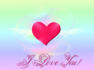 Heart love you pink wings - a pink heart free wallpaper