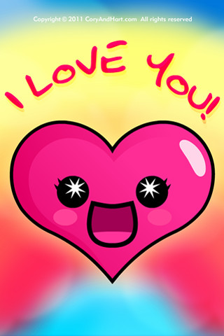 Pink heart face i love - a rainbow background free wallpaper