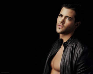Man leather jacket looking up 2 - his shirt open free wallpaper