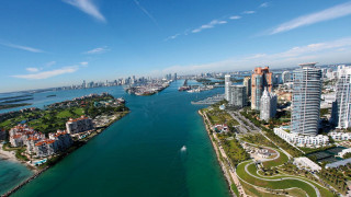City river boat water background - aerial free wallpaper