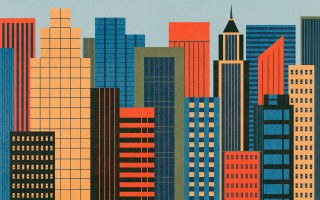 Cityscape tall buildings blue sky - a few building free wallpaper