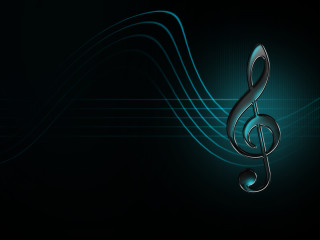 Musical note dark background blue - center free wallpaper