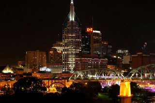 City skyline night bridge lights 2 - night free wallpaper