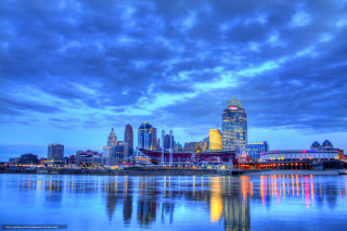 City skyline water bridge blue - a bridge in the foreground free wallpaper