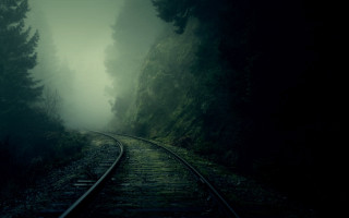 Train track forest fog gothic - the middle of the forest free wallpaper