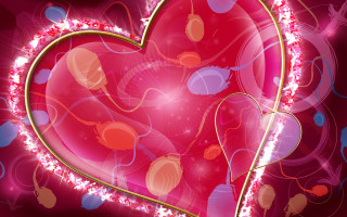 Heart shaped red background gold 3 - romantic free wallpaper