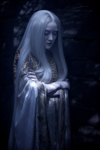 Woman long white hair white - matte fantasy painting free wallpaper