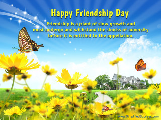 Field flowers butterfly house blue 2 - free holidays wallpaper