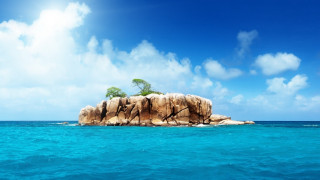 Small island tree ocean middle - a small island in the middle of the ocean free wallpaper