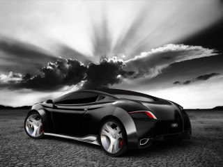 Black white sports car desert 2 - dramatic free wallpaper