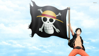 Man holding pirate flag skull 2 - a skull free wallpaper