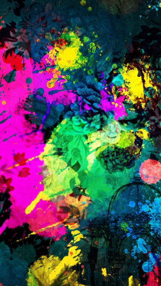 Colorful background birdcage painting center - neofauvism free wallpaper