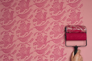 Pink wall floral painting arts - floral free wallpaper
