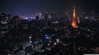 City night tower lights buildings 6 - the building and the sky free wallpaper