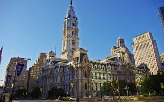 Large building clock tower city 5 - public works mural free wallpaper