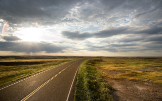 Sunset road field sky clouds - a sky background and sun free wallpaper