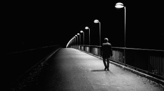 Person walking bridge night streetlights - the bridge free wallpaper