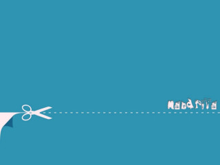 Blue background scissors cutting paper - widescreen free wallpaper