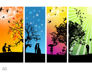 Couple tree birds flying series - vivid free wallpaper
