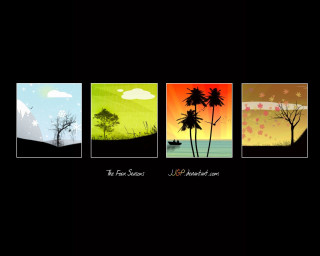 Trees sunset stars clouds paintings - free seasons wallpaper