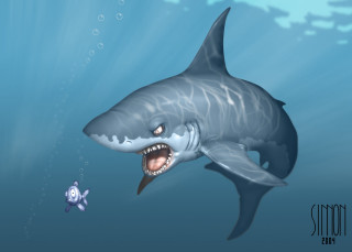 Shark mouth open fish swimming - its mouth open free wallpaper