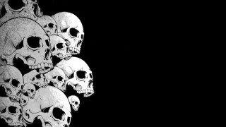 Skulls stacked black background dark 2 - skull free wallpaper