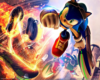 Sonic character running city fire - drew struzan free wallpaper