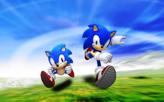 Sonic hedgehogs running grass blue - sonic free wallpaper