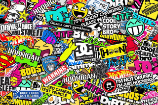 Colorful stickers pile wallpaper background - different color and shapes free wallpaper