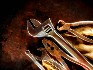 Wrenches pliers table cloth scissors - a cloth free wallpaper