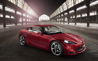Red sports car skylight building - a large building free wallpaper