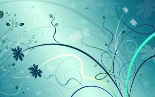 Blue background flowers leaves nature - vector curve free wallpaper