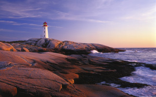 Lighthouse rocky shore waves crashing 3 - beautiful landscape free wallpaper
