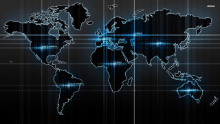 Blue black world map lines 2 - white dot free wallpaper