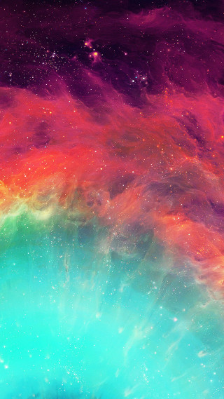 Cosmic starry sky aurora milkyway - a green center free wallpaper