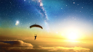 Parasailing sunset star fantasy matte - dennis h. farber free wallpaper