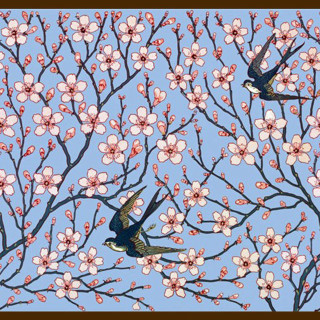 Birds flying tree flowers blue - a blue sky background free wallpaper