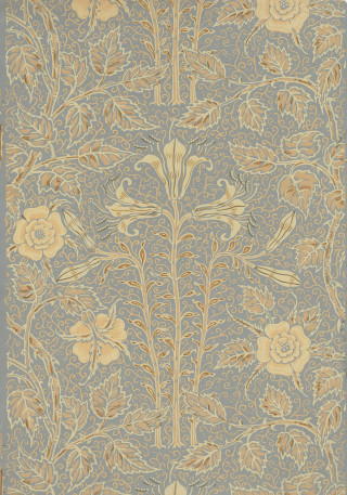 Blue beige floral wallpaper gold - floral free wallpaper
