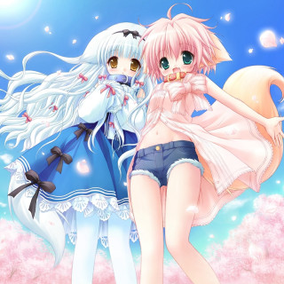 Anime girls field flowers blue 2 - a field of flowers free wallpaper