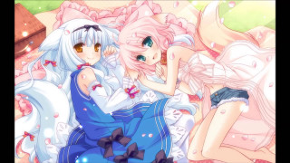 Anime girls bed flowers petals 2 - furry free wallpaper