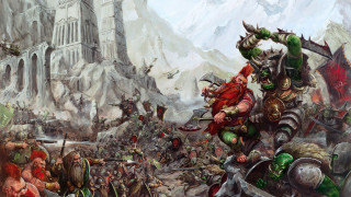 Battle castle people painting giant - a painting of a battle free wallpaper
