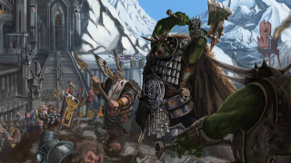 Man armor sword crowd people - a detailed painting free wallpaper