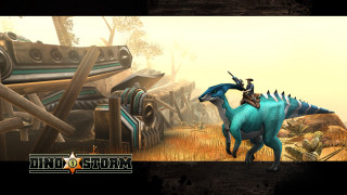 Blue dinosaur riding blue horse - concept art free wallpaper