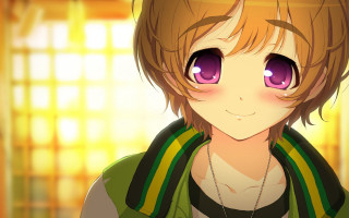 Green yellow scarf purple eyes - purple eye free wallpaper