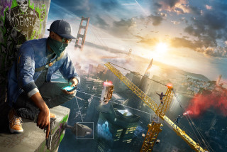 Man mask construction crane city - a man in a mask free wallpaper