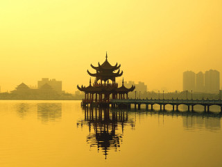 Building lake bridge city tall - tall building free wallpaper