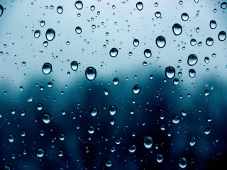 Window rain drops blue sky 3 - a microscopic photo free wallpaper