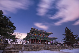 Building tower snowy field trees - byeon sangbyeok free wallpaper